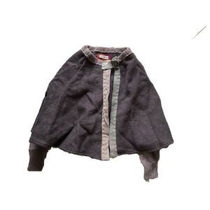 Crispina Trnka Ffrench Sweater Poncho Wool Aubergine Eggplant One Size